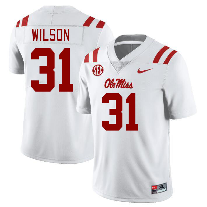 Ole Miss Rebels #31 Calvin Wilson College Football Jerseys Stitched Sale-White